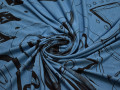 Трикотаж голубой с коричневым принтом вискоза АВ18