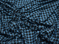 Трикотаж голубой с коричневым принтом вискоза АБ342