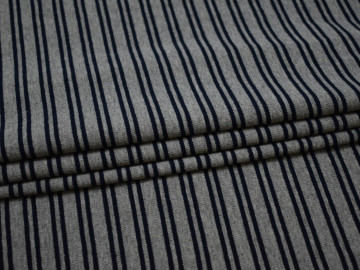 Трикотаж серый в синюю полоску хлопок АВ416