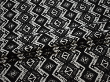 Трикотаж черно-серый зигзаг геометрия хлопок полиэстер АВ58
