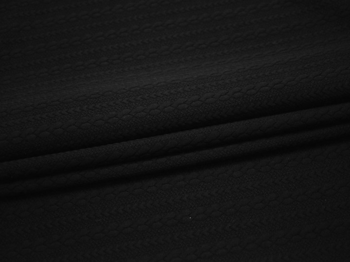 Трикотаж черный узор полиэстер АВ610
