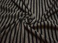 Трикотаж в черную и коричневую полоску хлопок полиэстер АЖ224