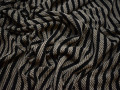 Трикотаж в черную и коричневую полоску хлопок полиэстер АЖ224