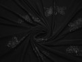 Трикотаж черный цветы полиэстер АГ242
