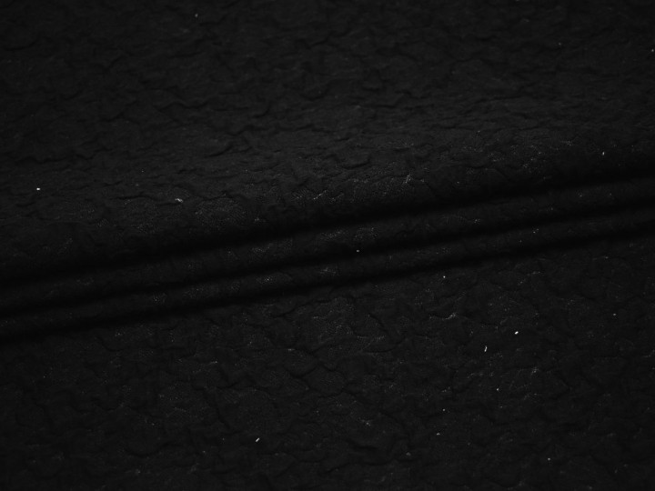 Трикотаж фактурный черный узор полиэстер АВ47