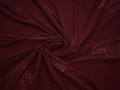 Трикотаж бордовый цветы полиэстер АД330