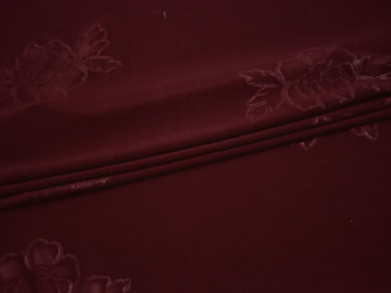 Трикотаж бордовый цветы полиэстер АД330