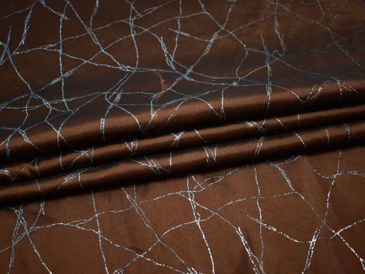 Тафта коричневого цвета абстракция полиэстер БВ671