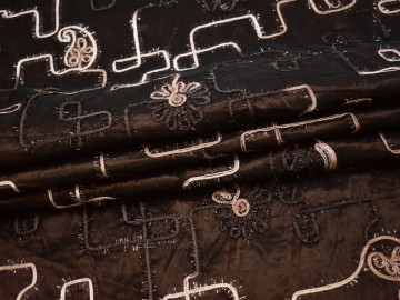 Тафта коричневого цвета аппликация вышивка полиэстер БВ654