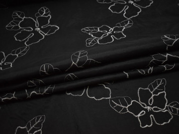 Тафта черного цвета вышивка полиэстер БВ635