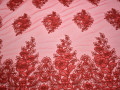 Сетка красная с вышивкой полиэстер БГ625