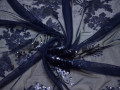 Сетка синяя с пайетками цветы полиэстер ГБ454
