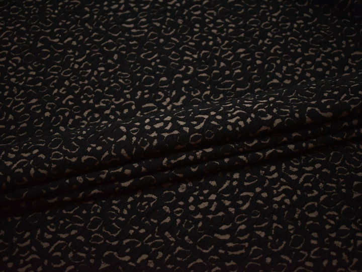 Трикотаж черный коричневый абстракция полиэстер АМ37