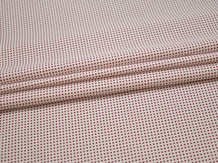 Рубашечная белая красная ткань геометрия хлопок ЕБ2107