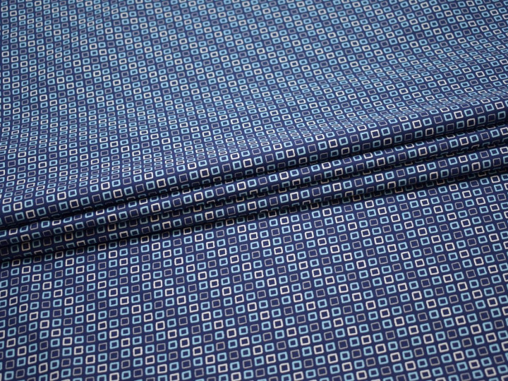 Рубашечная синяя голубая ткань геометрия хлопок ЕБ295