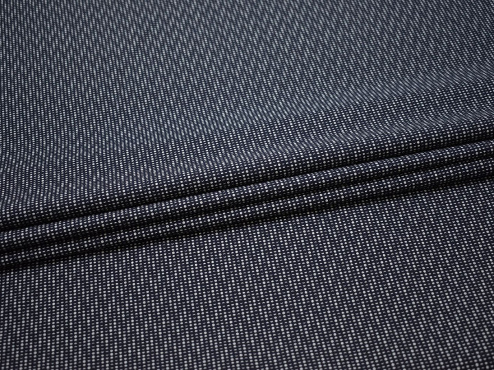 Рубашечная синяя белая ткань геометрический узор хлопок ЕБ270