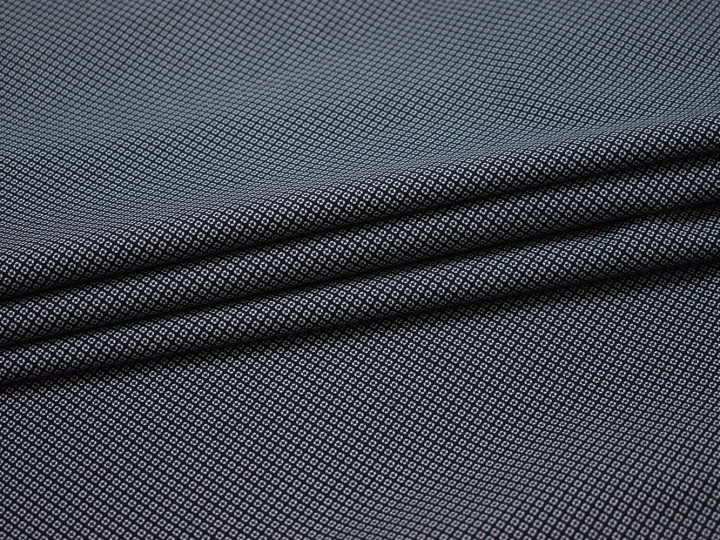 Рубашечная синяя белая ткань геометрия хлопок ЕБ265