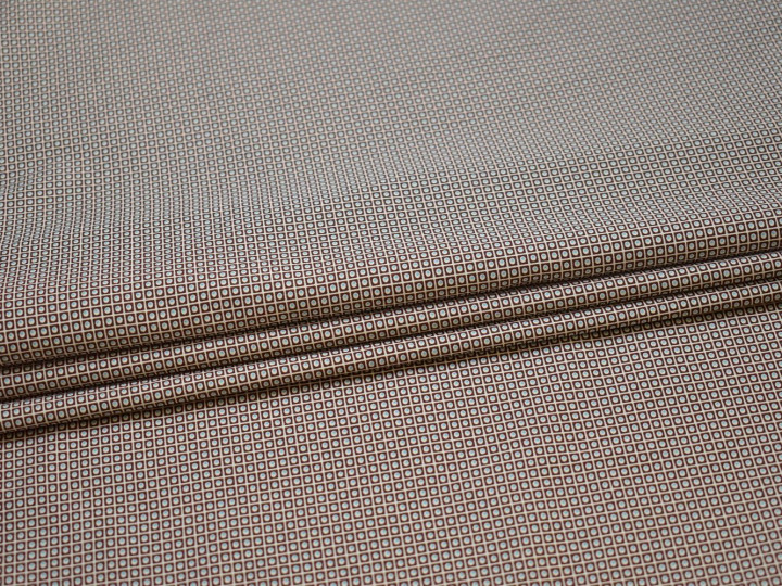 Рубашечная коричневая голубая ткань геометрия хлопок эластан ЕБ262