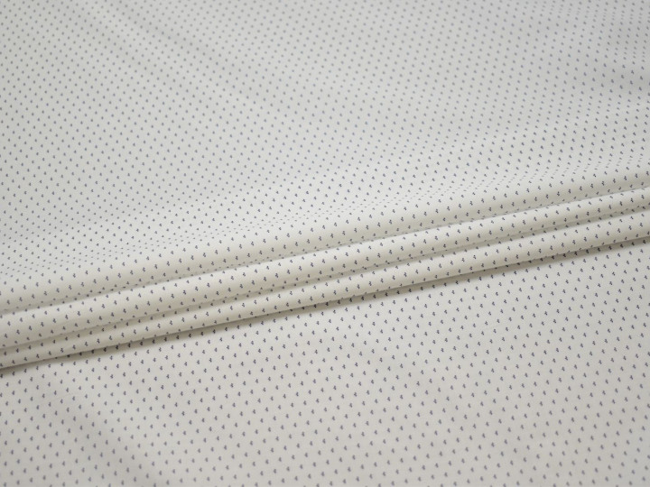 Рубашечная белая синяя ткань узор хлопок эластан ЕБ256