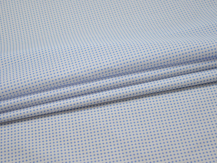 Рубашечная белая синяя ткань геометрия хлопок ЕБ241