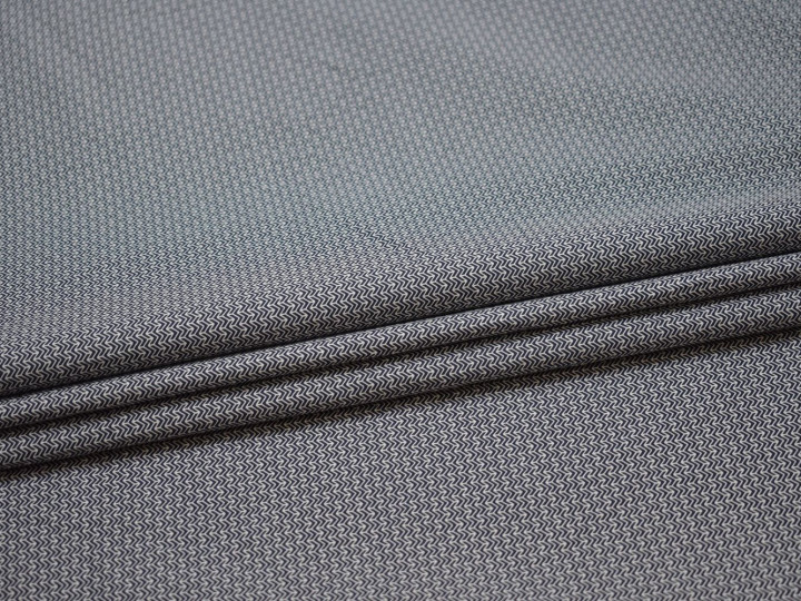 Рубашечная синяя белая ткань зигзаг хлопок ЕБ229