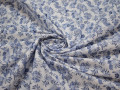 Рубашечная белая синяя ткань цветы хлопок ЕА333
