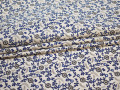Рубашечная белая синяя ткань цветы хлопок эластан ЕА342