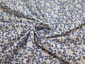 Рубашечная белая синяя ткань цветы хлопок эластан ЕА342