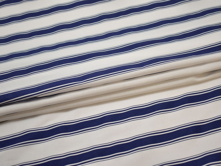 Рубашечная белая синяя ткань полоска хлопок эластан ЕА357