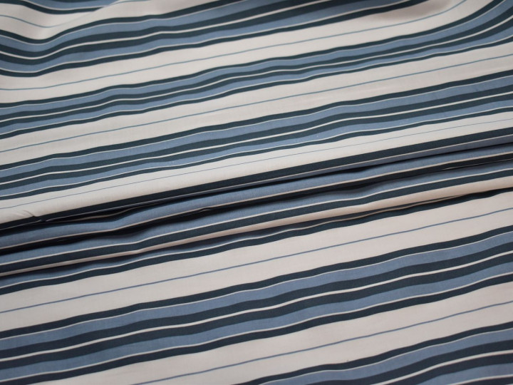 Рубашечная белая синяя ткань полоска хлопок эластан ЕА358