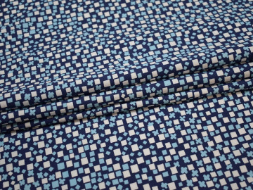 Рубашечная синяя белая ткань геометрия хлопок ЕА378