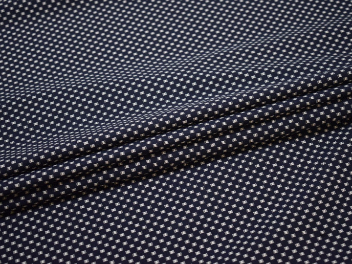 Рубашечная синяя белая ткань геометрия хлопок ЕА3104