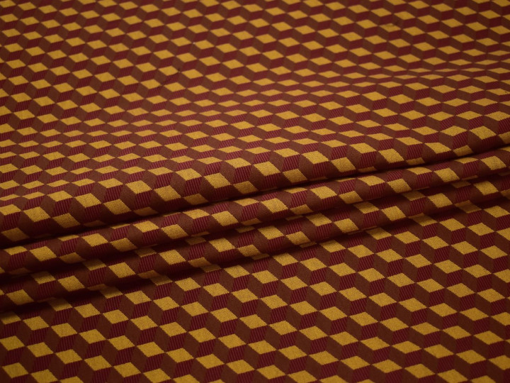 Жаккард бордовый золотой геометрия вискоза полиэстер ЕВ44