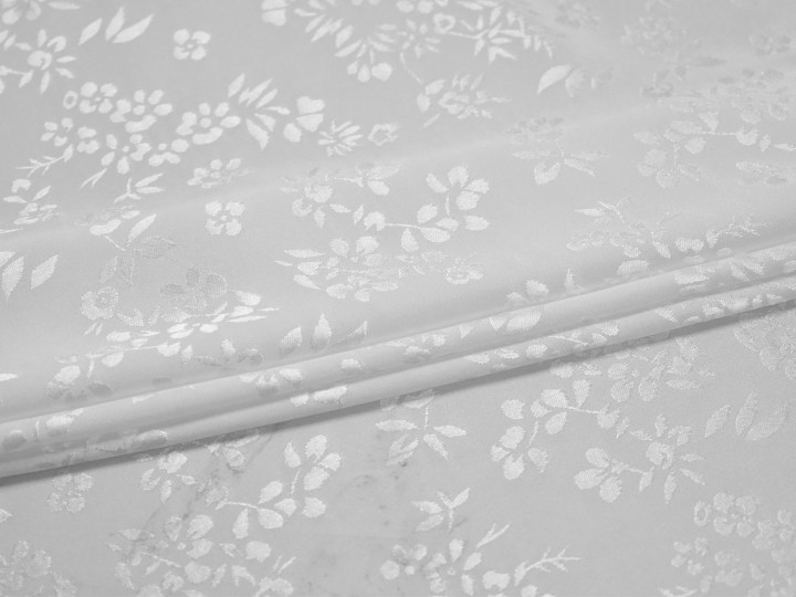 Плательная белая ткань цветы полиэстер ЕБ315