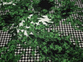 Плательная зеленая черная ткань цветы полиэстер ЕБ34