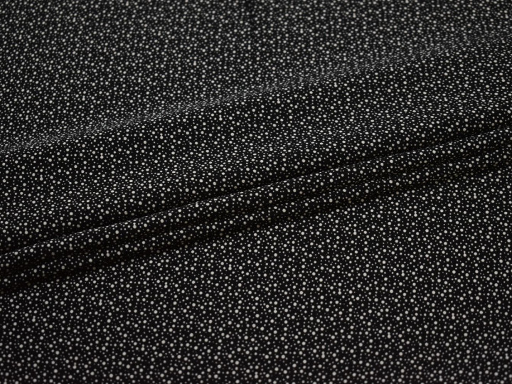Плательная черная белая ткань горох полиэстер эластан ЕБ336