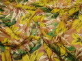 Шифон желтый зеленый листья полиэстер ЕБ393