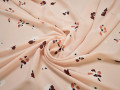 Плательная персиковая ткань цветы полиэстер ЕВ439
