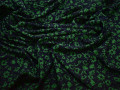 Плательная синяя зеленая ткань цветы полиэстер ЕВ449