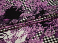 Плательная сиреневая черная ткань цветы полиэстер ЕВ451