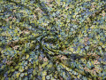 Шифон голубой зеленый цветы листья полиэстер ЕВ448