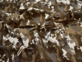 Костюмная коричневая белая ткань цветы хлопок эластан ЕА252