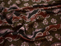 Костюмная коричневая терракотовая ткань пейсли хлопок эластан ЕА257