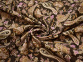 Костюмная коричневая розовая ткань пейсли хлопок эластан ЕА258