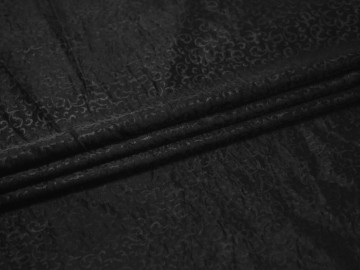 Плательная черная ткань с узором полиэстер БА2127
