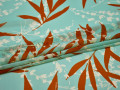 Шифон голубой терракотовый листья полиэстер ББ597