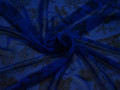 Шифон синий черный цветы полиэстер ЕБ454