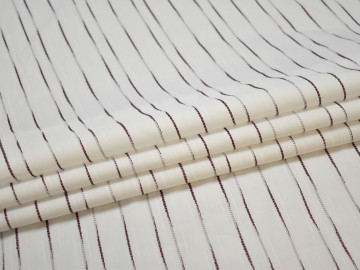 Рубашечная белая бордовая ткань полоска вискоза эластан БГ271