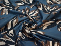 Курточная синяя коричневая ткань цветы полиэстер ДЁ320