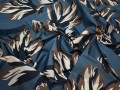 Курточная синяя коричневая ткань цветы полиэстер ДЁ320